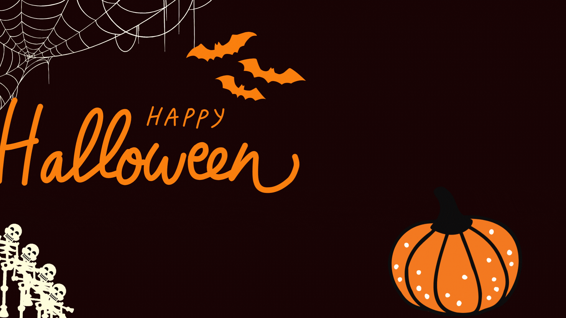  moving display of Halloween items saying happy halloween